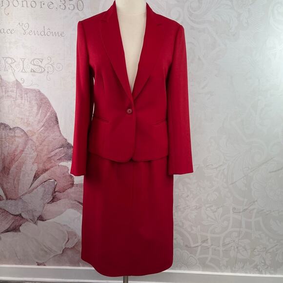 Haberdashery By Personal Vintage Red Skirt Suit Set Size 10 - Picture 1 of 12